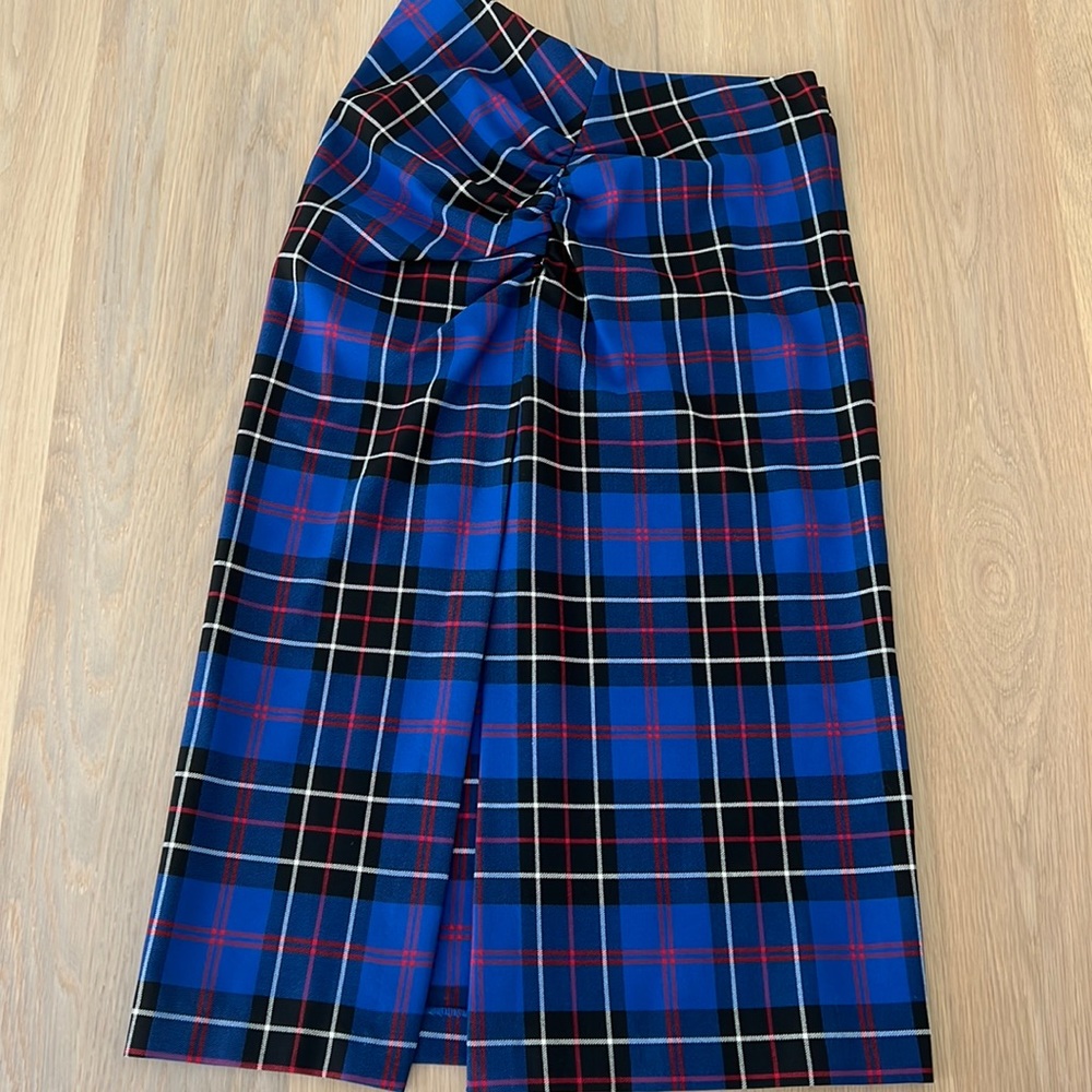 NWT Zara Womens Long Blue Check Skirt XL